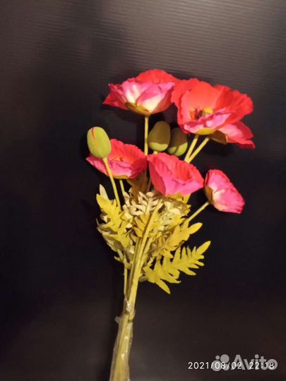 Маки 1 м, 16 см, искусственные цветы