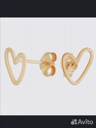 Серьги минимализм позолоченные сердечки/конго