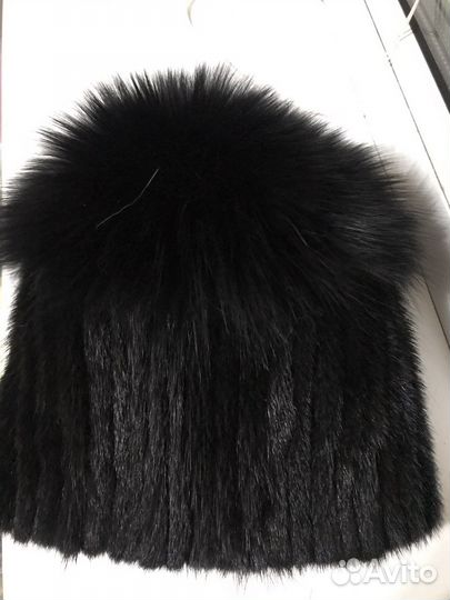 Шапка норковая вязаная женская