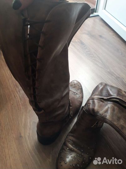 Кожаные сапоги, 40р