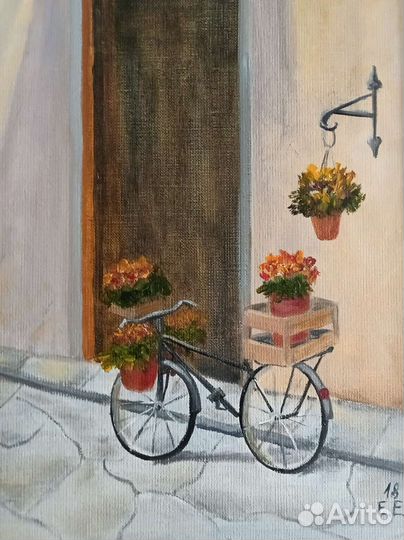 Картина с велосипедом 30х40 см в раме