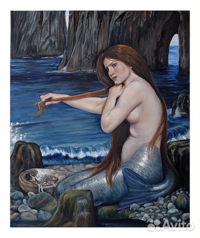 Картина маслом Русалка,картина в интерьер 60/50