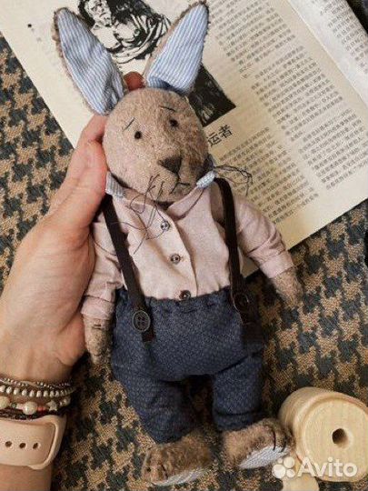 Заяц тедди игрушка ручной работы символ года