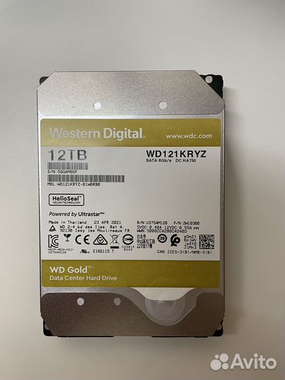 Жесткий диск WD Gold WD121kryz, 12тб, HDD