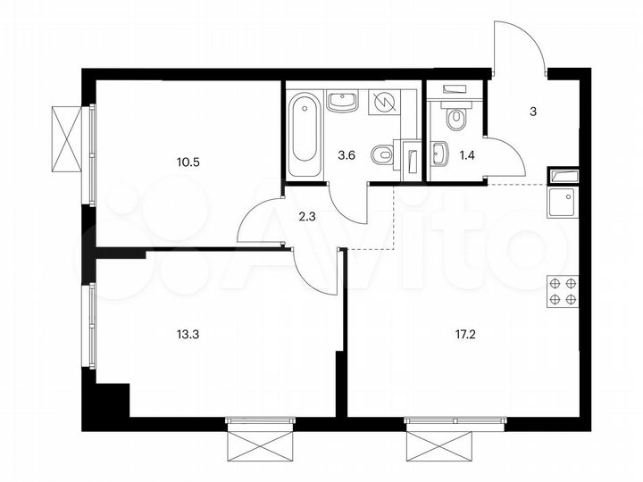 2-к. квартира, 51,3 м², 20/24 эт.