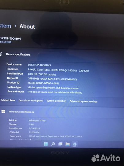 Ноутбук Sony Vaio core i3 8gb ram 240gb ssd