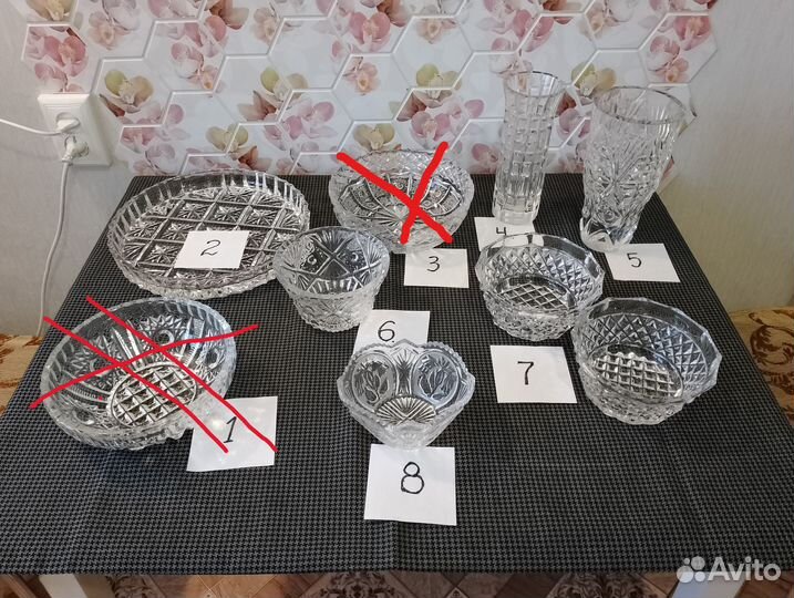 Хрустальная посуда, стеклянная, вазы, СССР