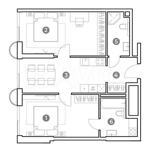 2-к. апартаменты, 65,2 м², 4/29 эт.