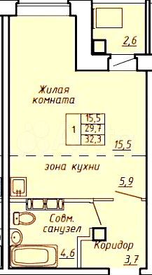 1-к. квартира, 31 м², 6/9 эт.