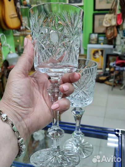 Хрустальные фужеры-кубки, СССР, высота 23 см