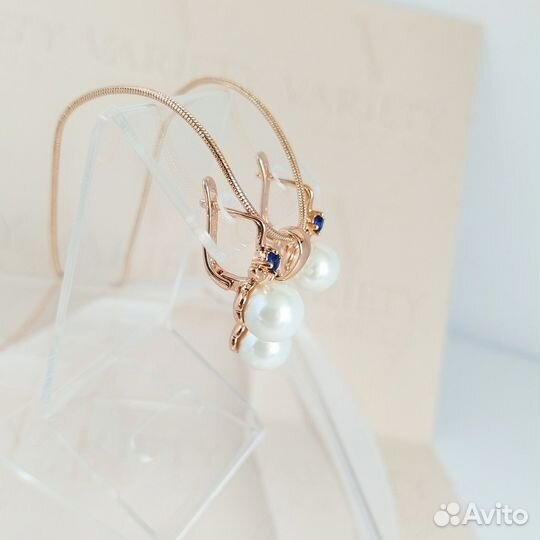 Комплект с жемчугом из мед. сплава