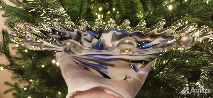 Ваза/конфетница СССР Гутное/цветное стекло