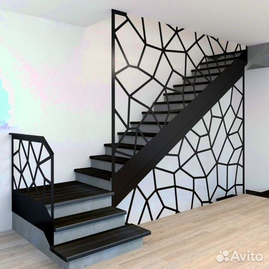 Лестница на металлическом каркасе дизайн 4183