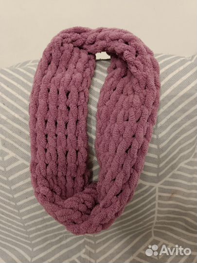 Комплект шапка и снуд, шарф тонкий радужный