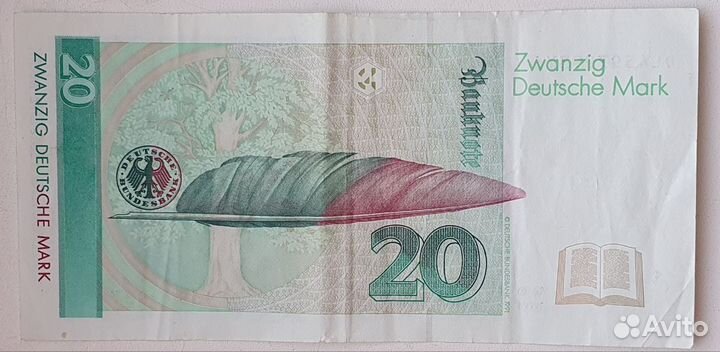 Банкнота 20 немецких марок, фрг, 1993