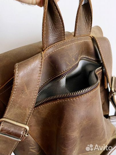 Мужской деловой рюкзак толстая кожа