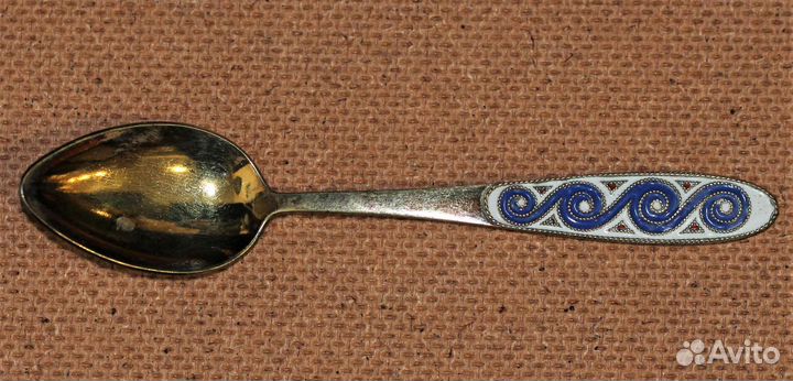 Ложка кофейная серебро 875 пробы эмаль