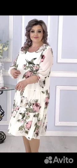 Вечернее шифоновое платье 56 размер