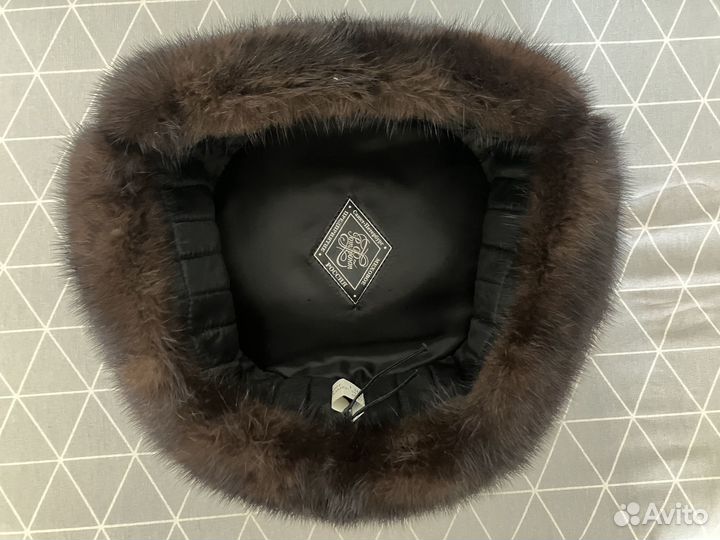 Шапка ушанка из меха норки