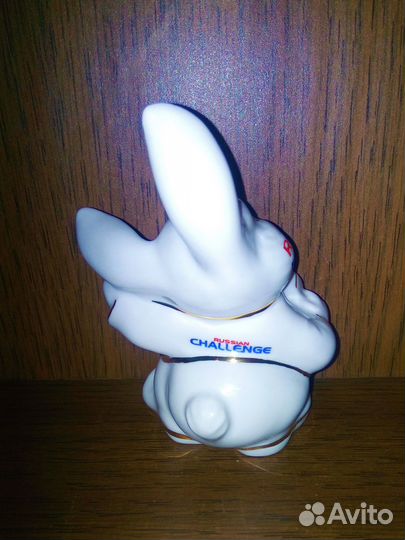 Фигурка Заяц с гармошкой, фарфор,Промыслы Вербилок