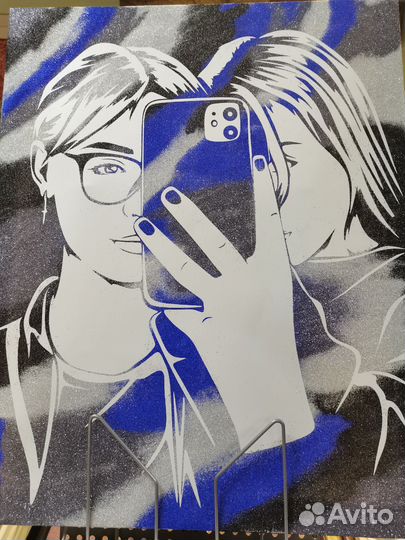 Портрет блёстками или красками