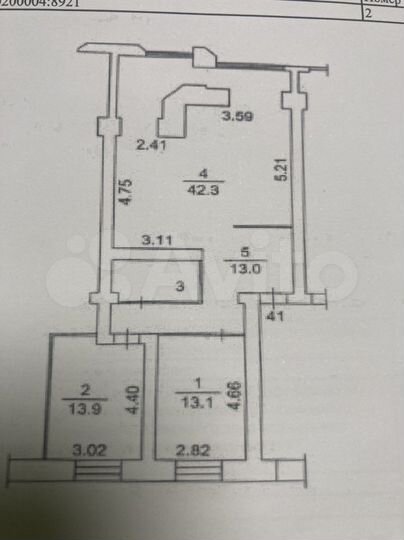 3-к. квартира, 87,6 м², 2/5 эт.