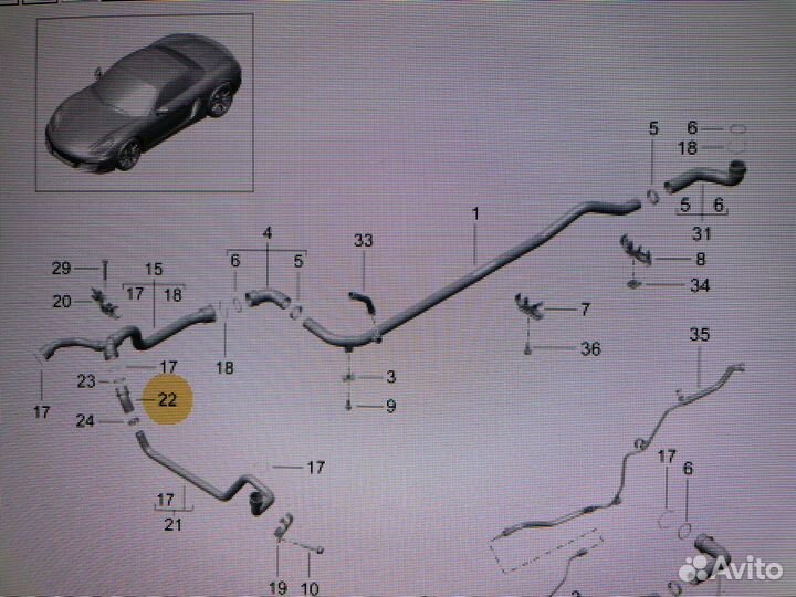 Шланг системы охлаждения Porsche Cayman Boxter