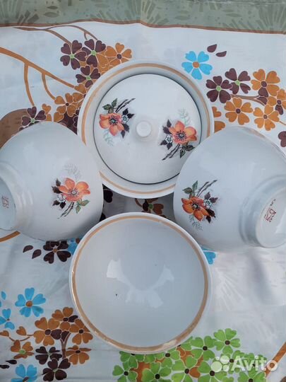 Л72.73. Пиалы, чайник СССР Первомайский Фз