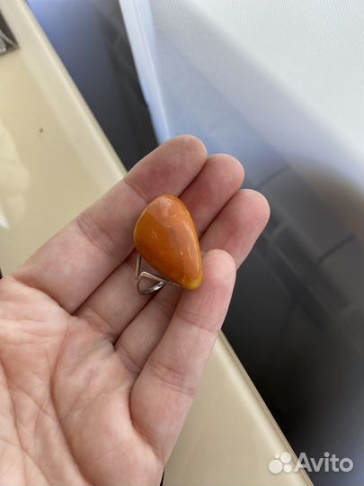 Перстень кольцо янтарь винтаж