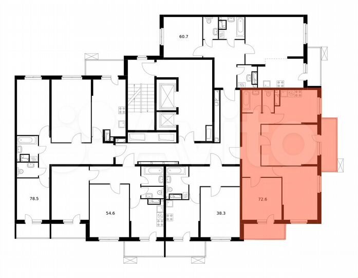 3-к. квартира, 72,6 м², 9/25 эт.