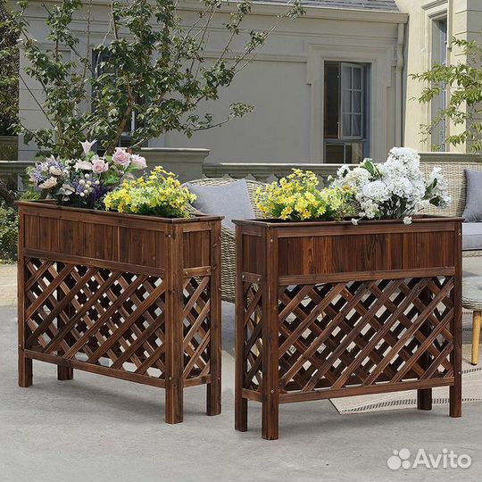Деревянные уличные кашпо