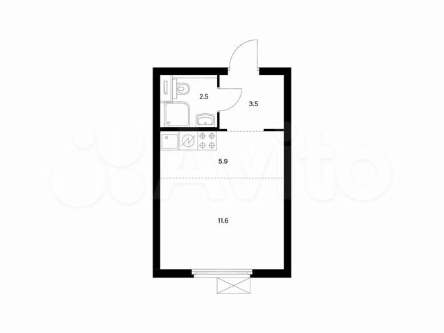 Квартира-студия, 23,5 м², 32/33 эт.