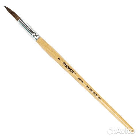 Кисть пифагор, пони, круглая, № 7, деревянная лаки