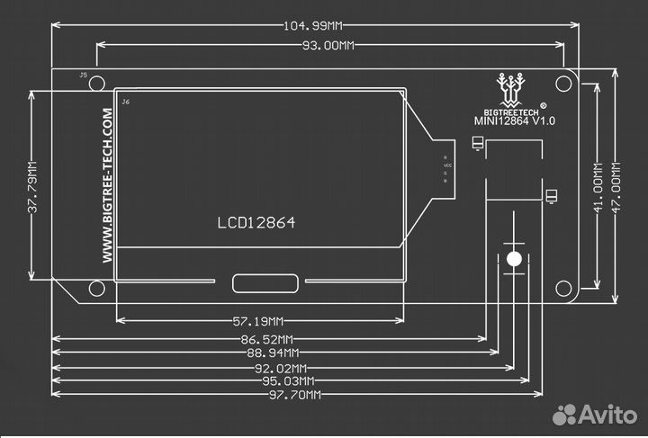 Дисплей LCD bigtreetech Mini 12864 V3