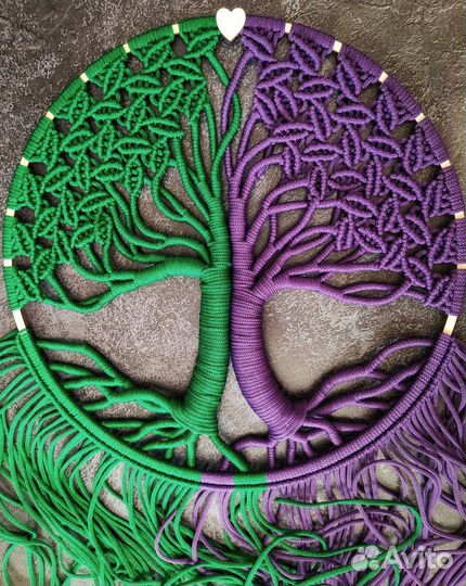 Макраме, декор, ловец снов, панно, дерево, сова