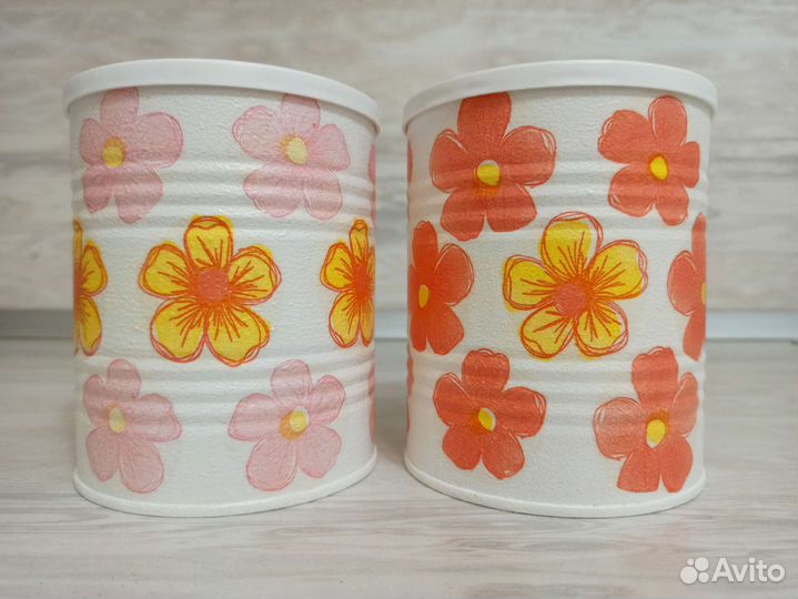 Жестяная банка 2 шт. декупаж