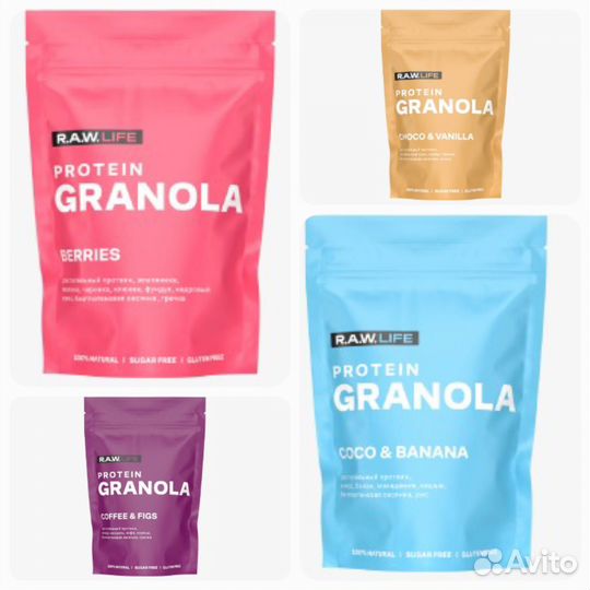 Протеиновая гранола,запеченные мюсли,без сахара