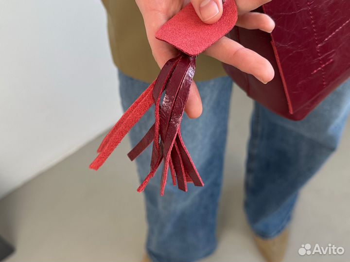 Сумка натуральная кожа бордовая