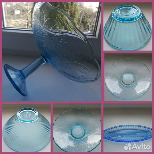 Посуда голубое стекло СССР
