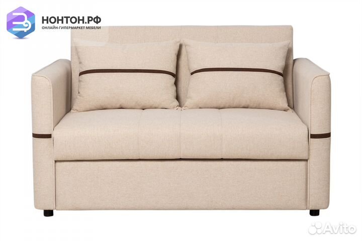 Диван дельфин Рон бежевый / темно-коричневый