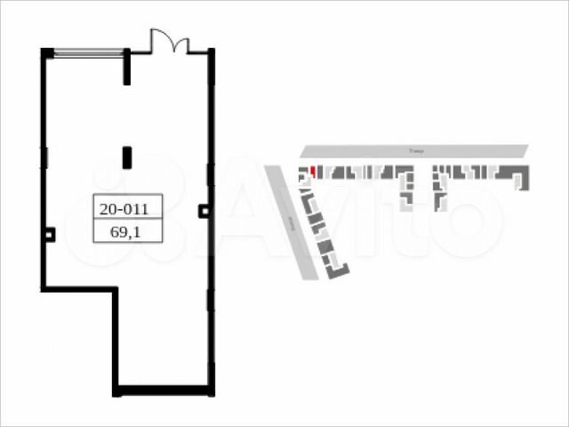 Аренда, торговое помещение, площадь 69.1 кв.м