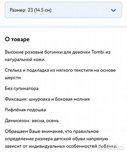 Ботинки демесезонные детские 23