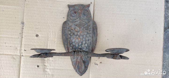 Подсвечник сова настенный, чугун