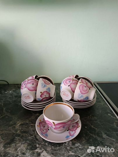 Чайная пара,чашка + блюдце, 9шт