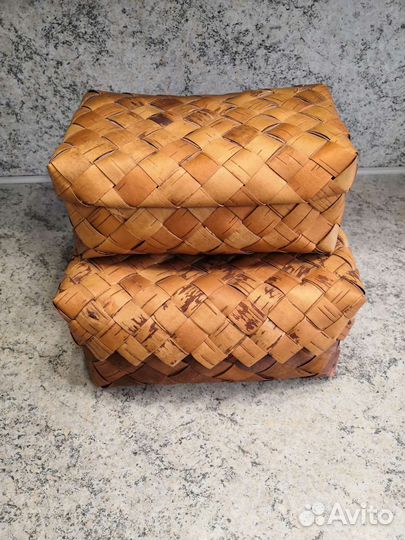 Корзина-короб, шкатулка, сундук из бересты