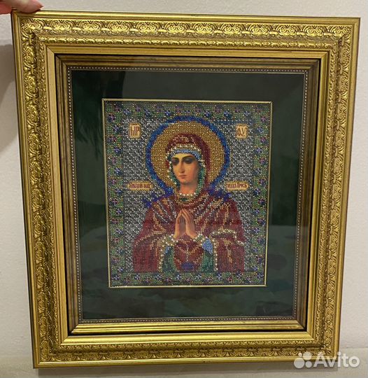 Икона Богородица бисер вышивка ручная работа