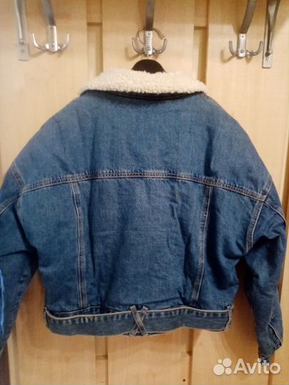 Джинсовая утепленная куртка M