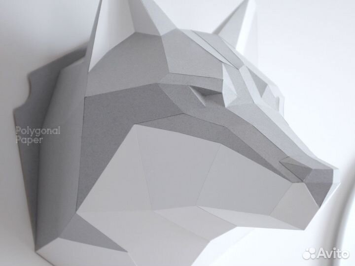 3D конструктор из бумаги - трофейная голова волка