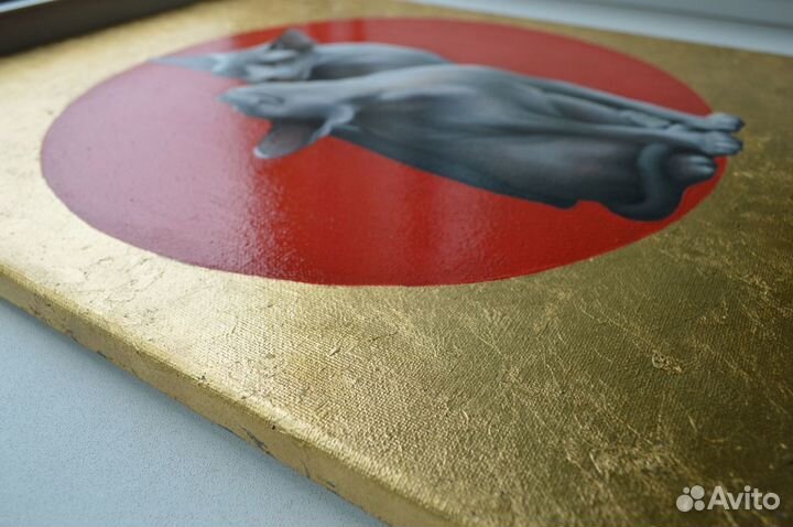 Картина маслом «Кошачья нежность» 50х40