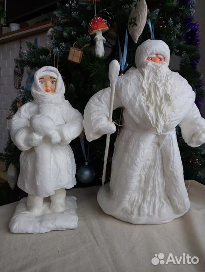 Ватные игрушки,дед мороз,снегурочка